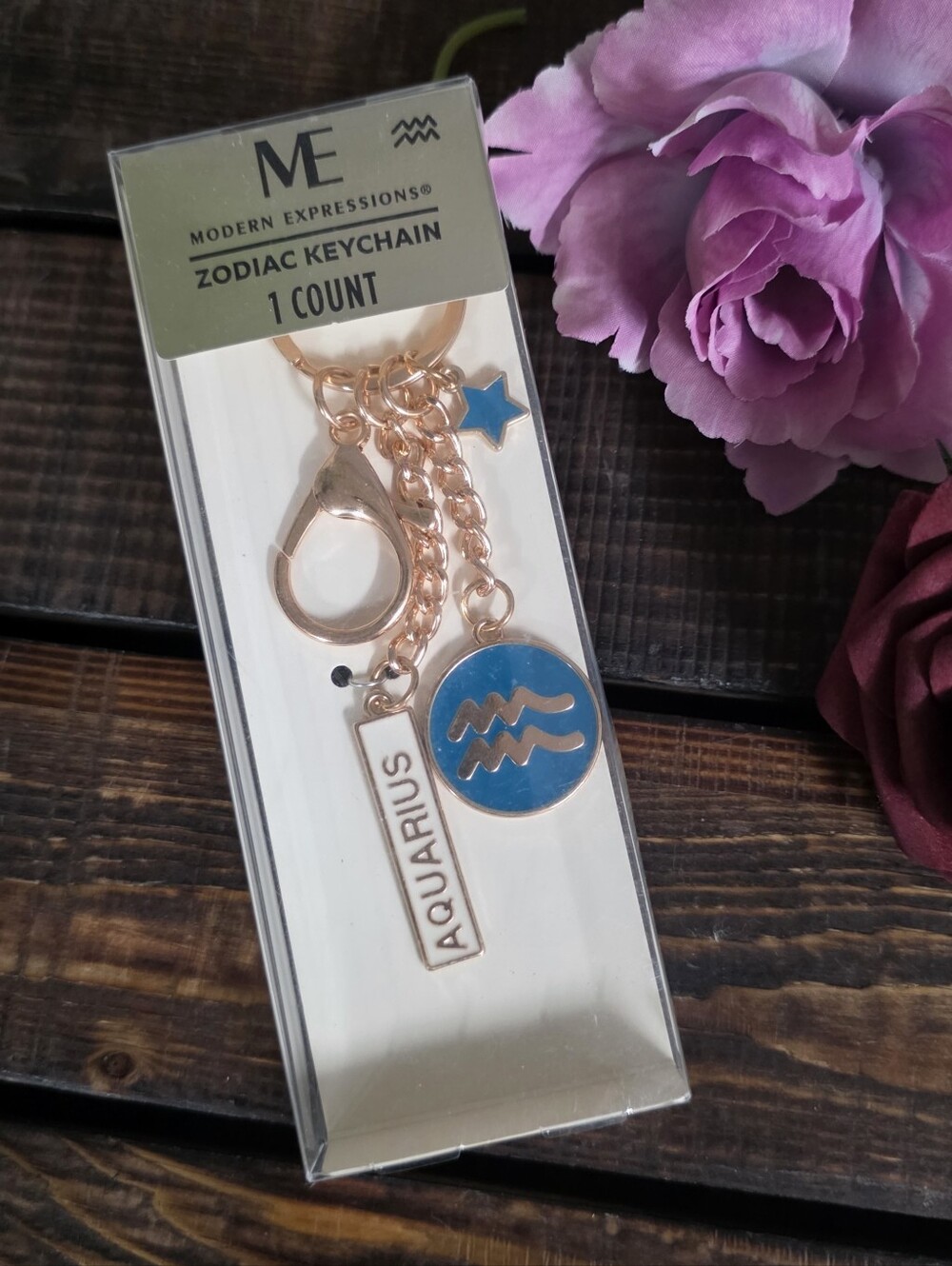 Aquarius Zodiac Keychain Modern Expressions Water Sign Gift Accessory